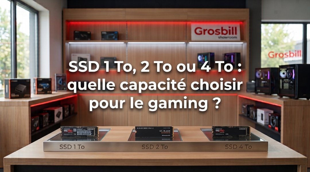 Cover Blog Grosbill SSD 1 To, 2 To ou 4 To quelle capacité choisir pour le gaming