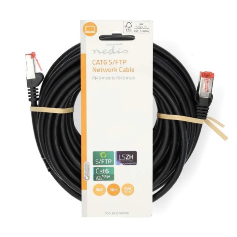 Câble RJ45 Cat6 S/FTP - 10m - Noir - Connectique réseau - 0