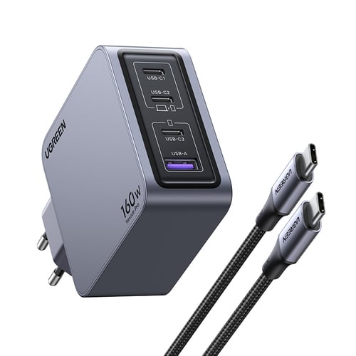 UGREEN Chargeur secteur 160W 4 ports + Câble USB-C - 1,5m (25877) - Achat / Vente Chargeur sur grosbill.com - 2