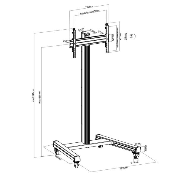 Support sur roulettes pour écran TV 32" - 75"   - Accessoire écran - 2