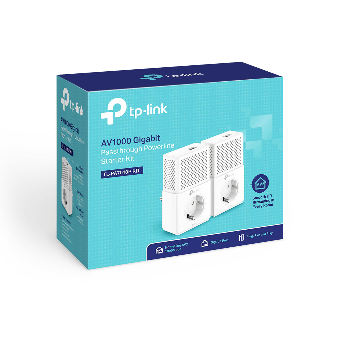 TP-Link TL-PA7010P KIT (1000Mb) avec prise - Pack de 2 - Adaptateur CPL - 1
