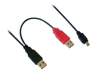 Câble 2xUSB-A mâle (Alim&Data)/Mini B mâle - Connectique PC - 0