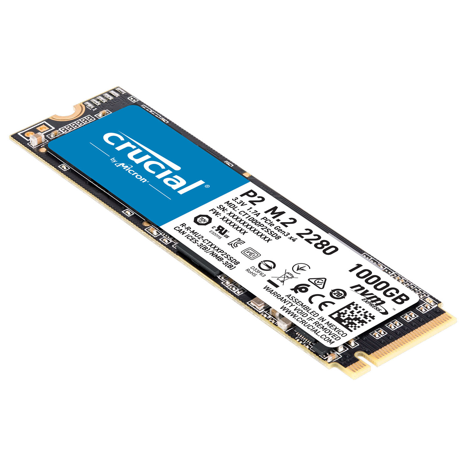 Disque dur ssd crucial p3 plus 1 to pcie 4.0 nvme m.2 2280 CRUCIAL Pas Cher  