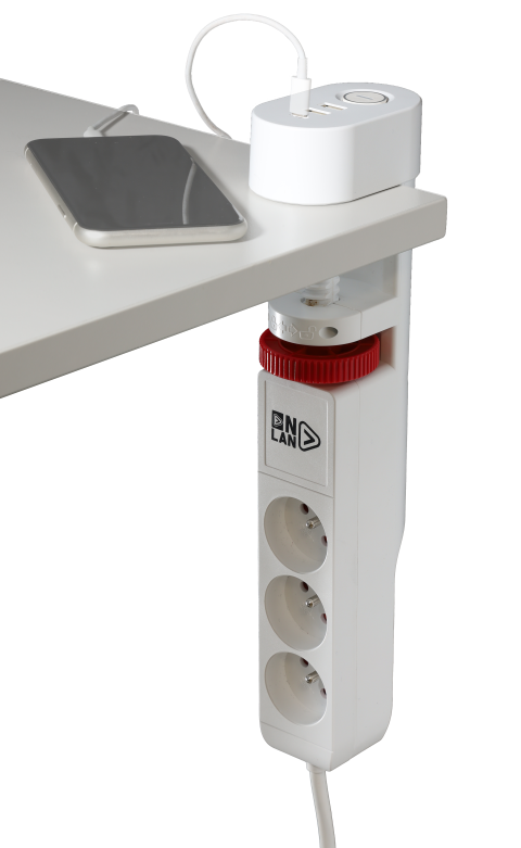 ONLAN Multiprise de bureau à pincer avec USB/USB-C Blanc (MP-AC3-UA2-UC-WH) - Achat / Vente Parasurtenseurs - Multiprises sur grosbill.com - 2