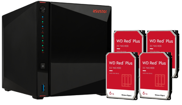 Asustor AS5404T - 4 Baies avec 4 disques de 6To RED Plus - Serveur NAS - 0