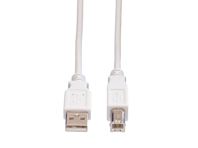 Câble USB-A 2.0 vers USB-B mâle/mâle- 1,8m - Blanc - Connectique PC - 1