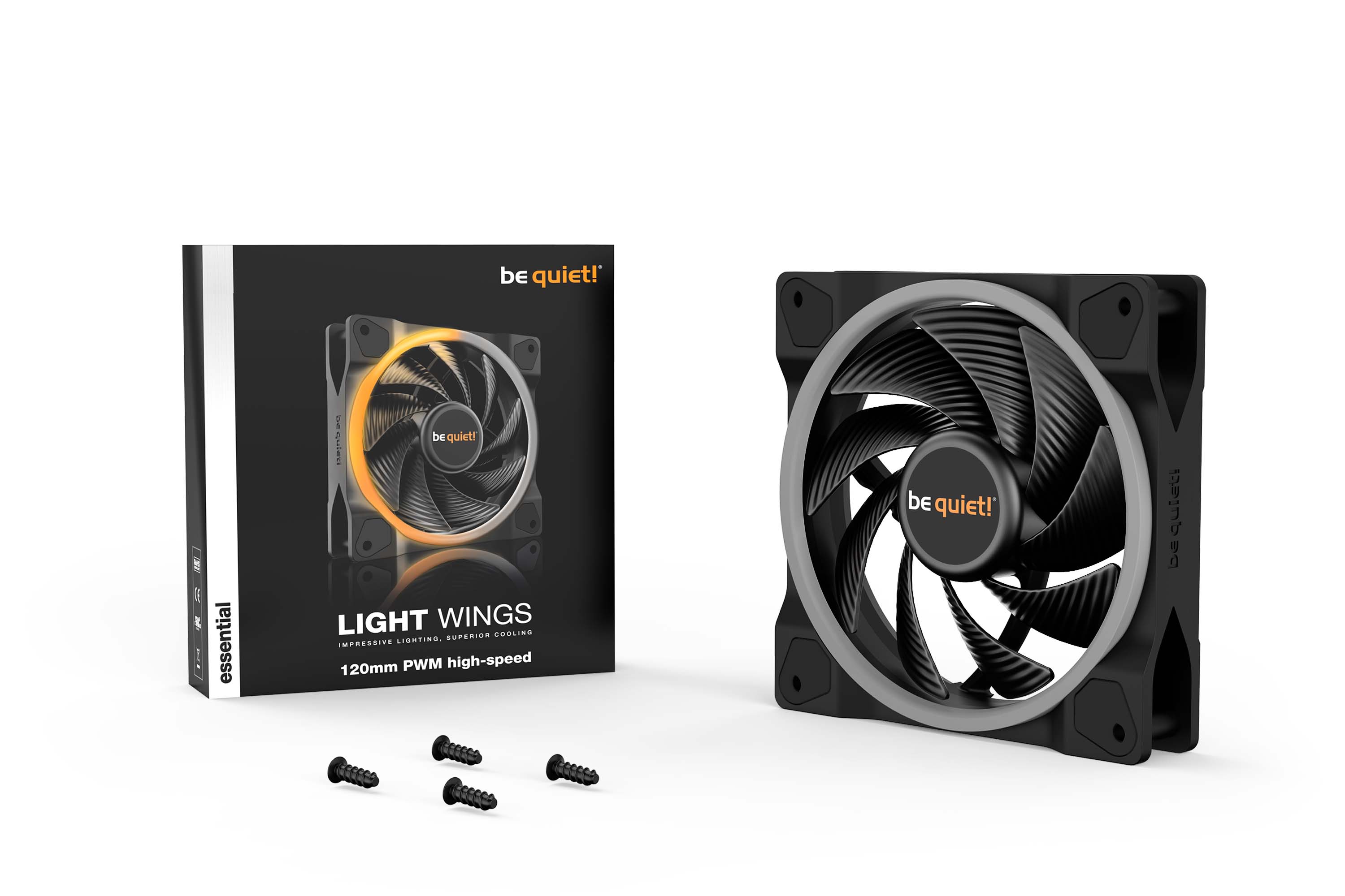 be quiet! Light Wings PWM 120 mm high-speed, Ventilateur de boîtier Noir