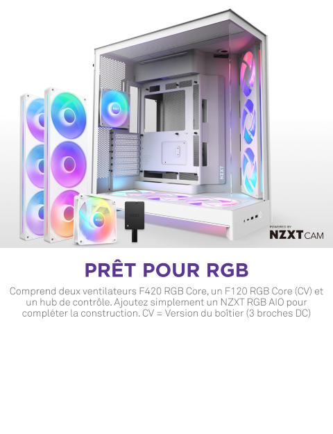 NZXT H9 Flow RGB+ Blanc Blanc - Boîtier PC NZXT - grosbill.com - 5