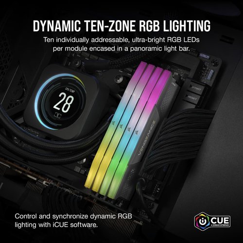 Corsair Vengeance RGB, DDR5-5200, CL40, AMD EXPO - 64 GB Dual-Kit, Grau - Achat / Vente sur grosbill.com - 7
