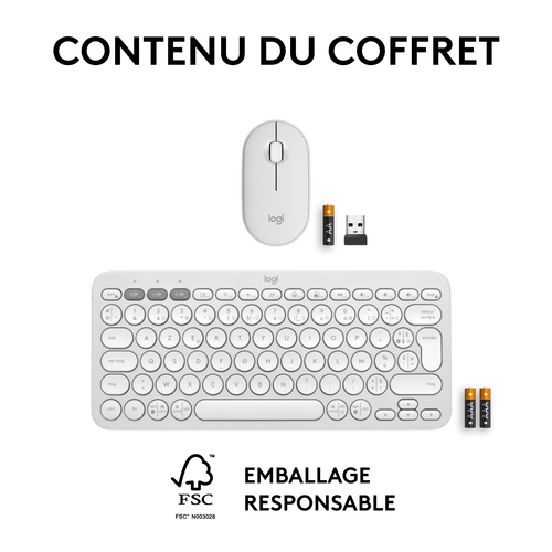 Logitech Pebble 2 Combo White - Pack Clavier/Souris - grosbill.com - 15