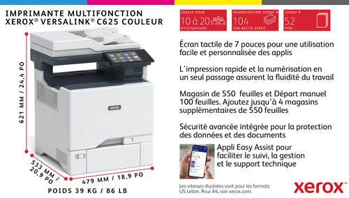 VERSALINK C625 A4 50PPM DUPLEX - Achat / Vente sur grosbill.com - 21