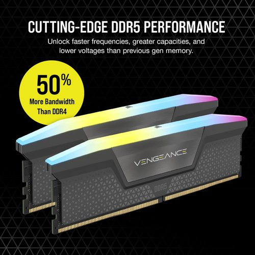 Corsair Vengeance RGB, DDR5-5200, CL40, AMD EXPO - 64 GB Dual-Kit, Grau - Achat / Vente sur grosbill.com - 6
