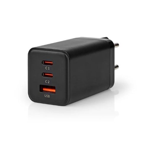 Nedis Chargeur GaN Power Delivery 65W - 3 ports - Noir (WCGPD65W100BK) - Achat / Vente Chargeur sur grosbill.com - 2