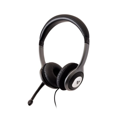 V7 HU521 2EP ecouteur casque Avec fil Arceau Bureau Centre d appels Black Silver

