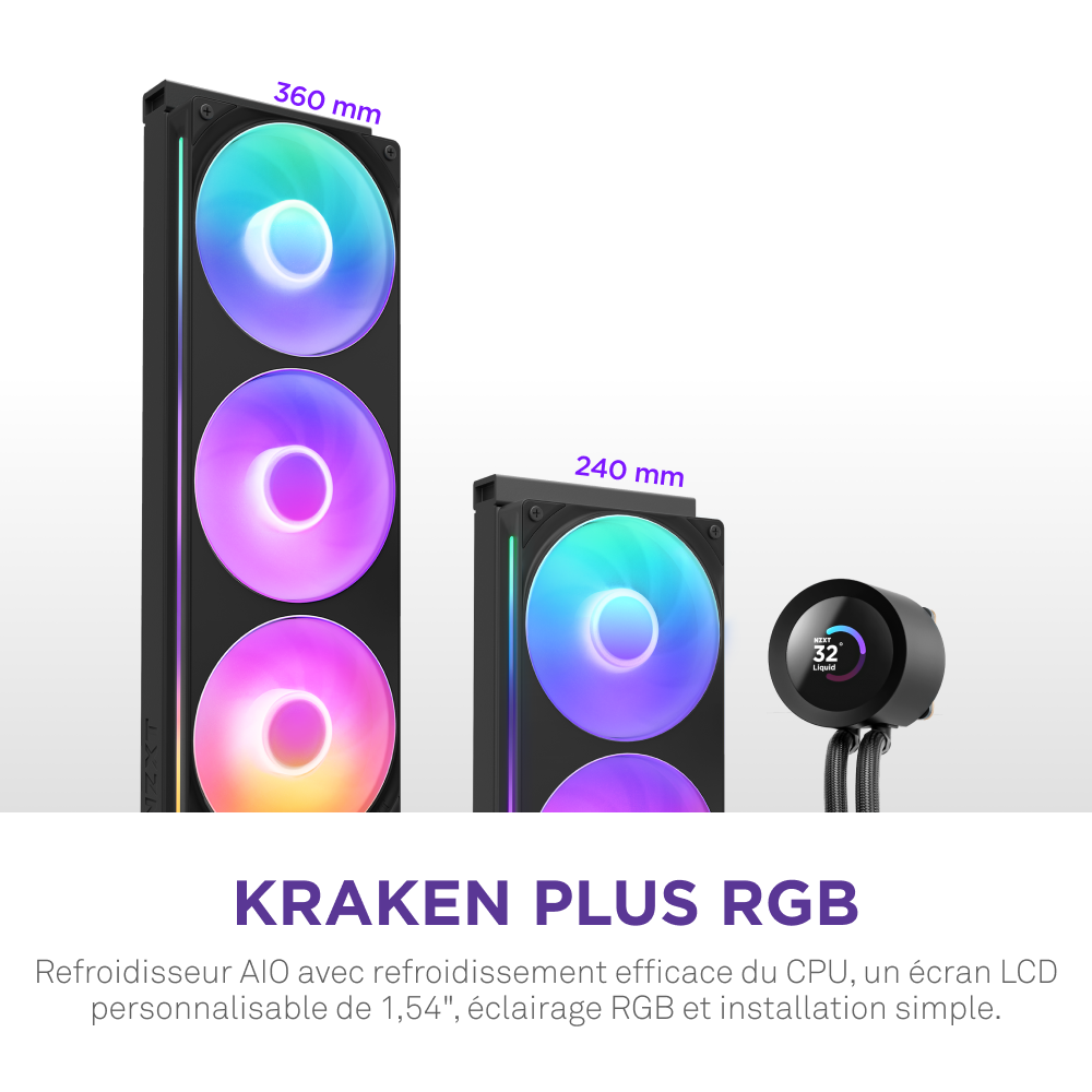 NZXT Kraken Plus 360 RGB - 360mm - Noir - Watercooling NZXT - 4