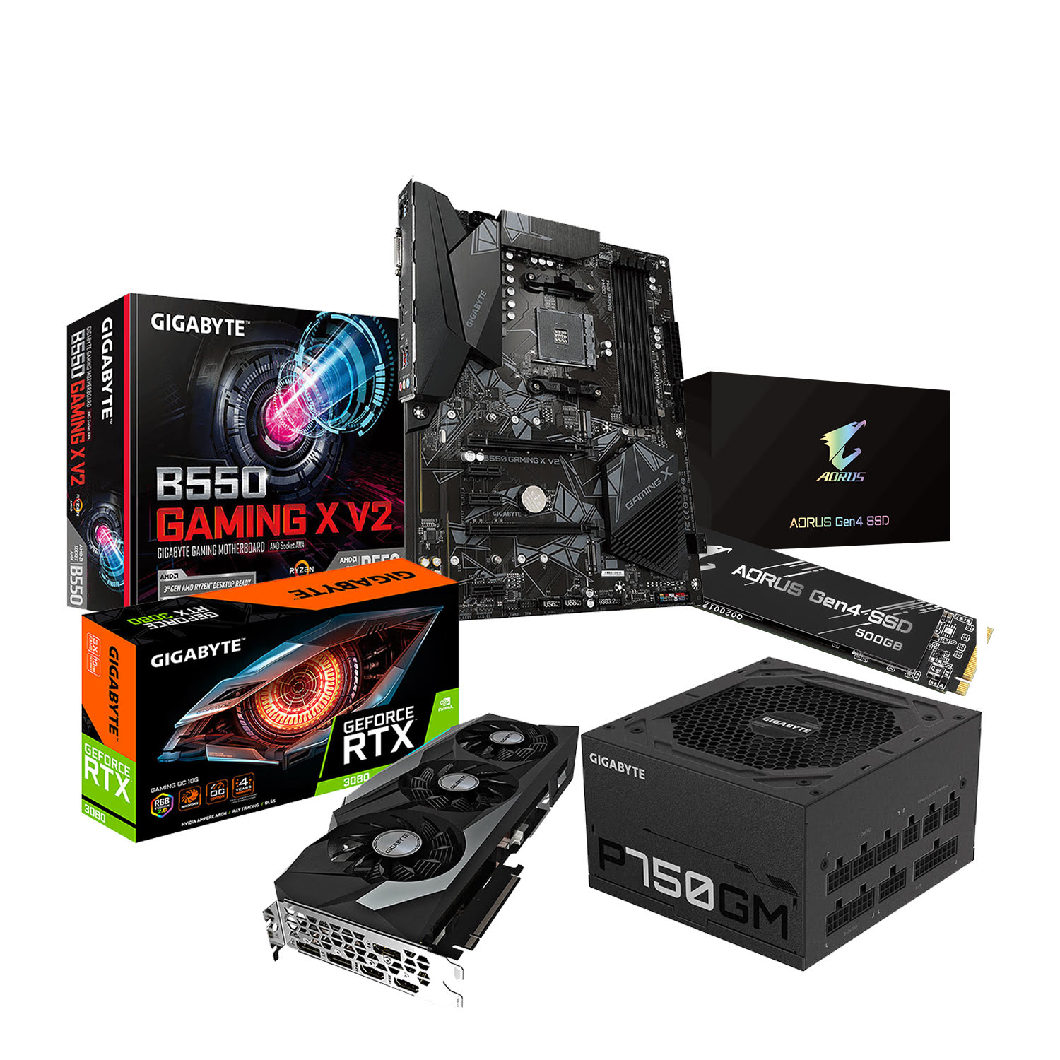 Pack CM B550+SSD 500G Gen4+Alim 750+RTX 3080 LHR  - grosbill.com - 0
