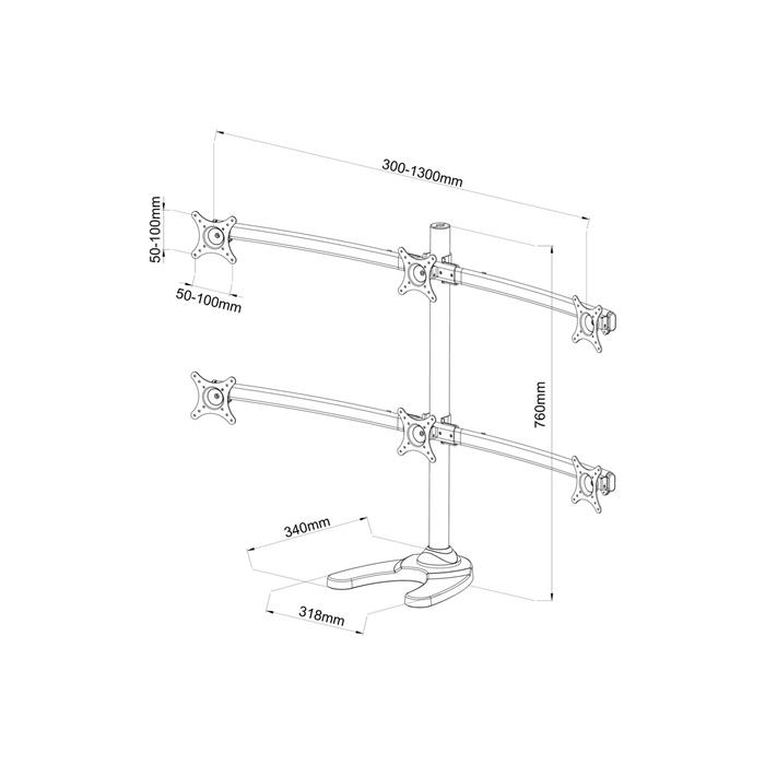 Support de bureau 6 écrans 13"-24" - Accessoire écran - 1