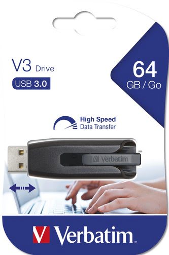 USB Memory/Verbatim V3 USB3.0 64GB Black - Achat / Vente sur grosbill.com - 3