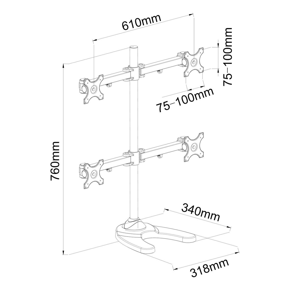 Support de bureau 4 écrans 13"-24"   - Accessoire écran - 2