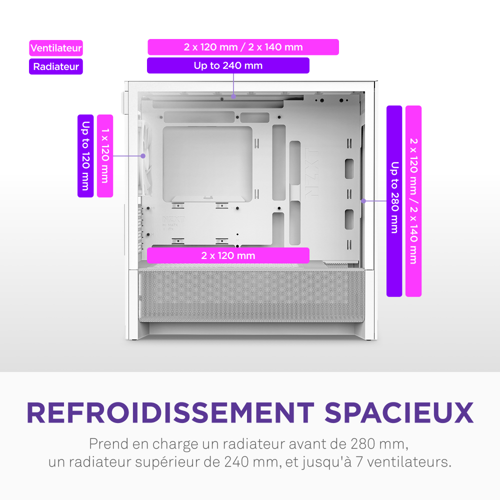 NZXT H3 Flow Blanc Blanc - Boîtier PC NZXT - grosbill.com - 8