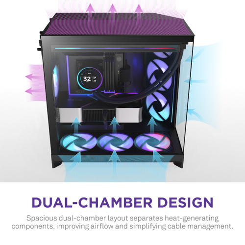 NZXT H9 Flow RGB+ Noir Noir - Boîtier PC NZXT - grosbill.com - 2