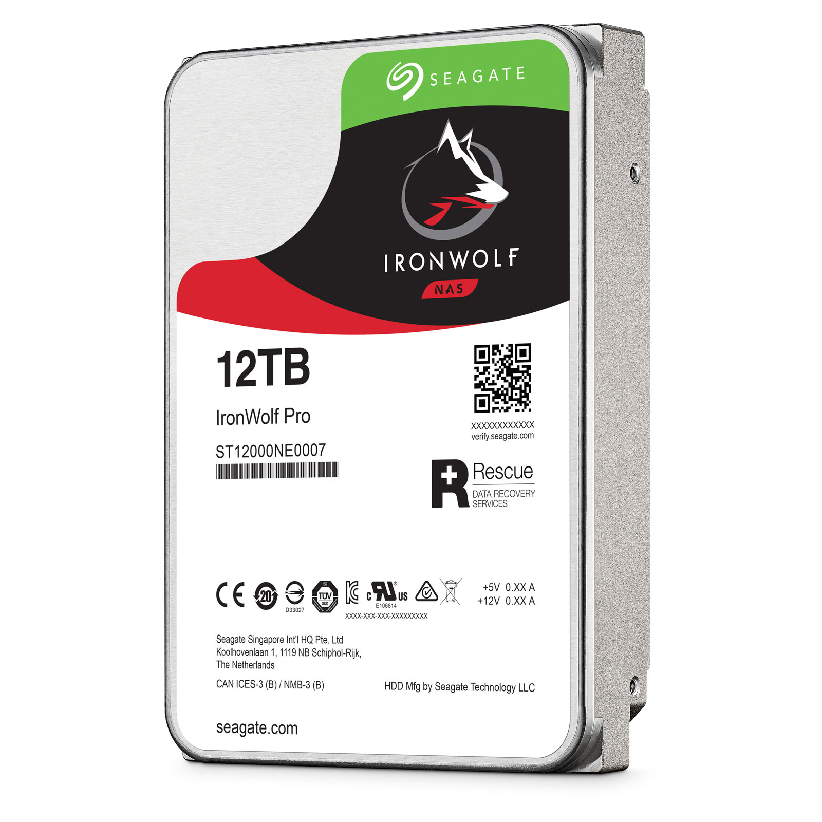 Seagate 12To SATA III 256Mo IronWolf PRO ST12000NE0007 - Disque dur 3.5" interne - 2
