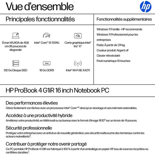PROBOOK 4 G1 I5-1334U - Achat / Vente sur grosbill.com - 3