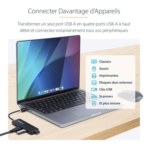 HUB USB-C 4 PORTS 5GBPS USB- - Achat / Vente sur grosbill.com - 11