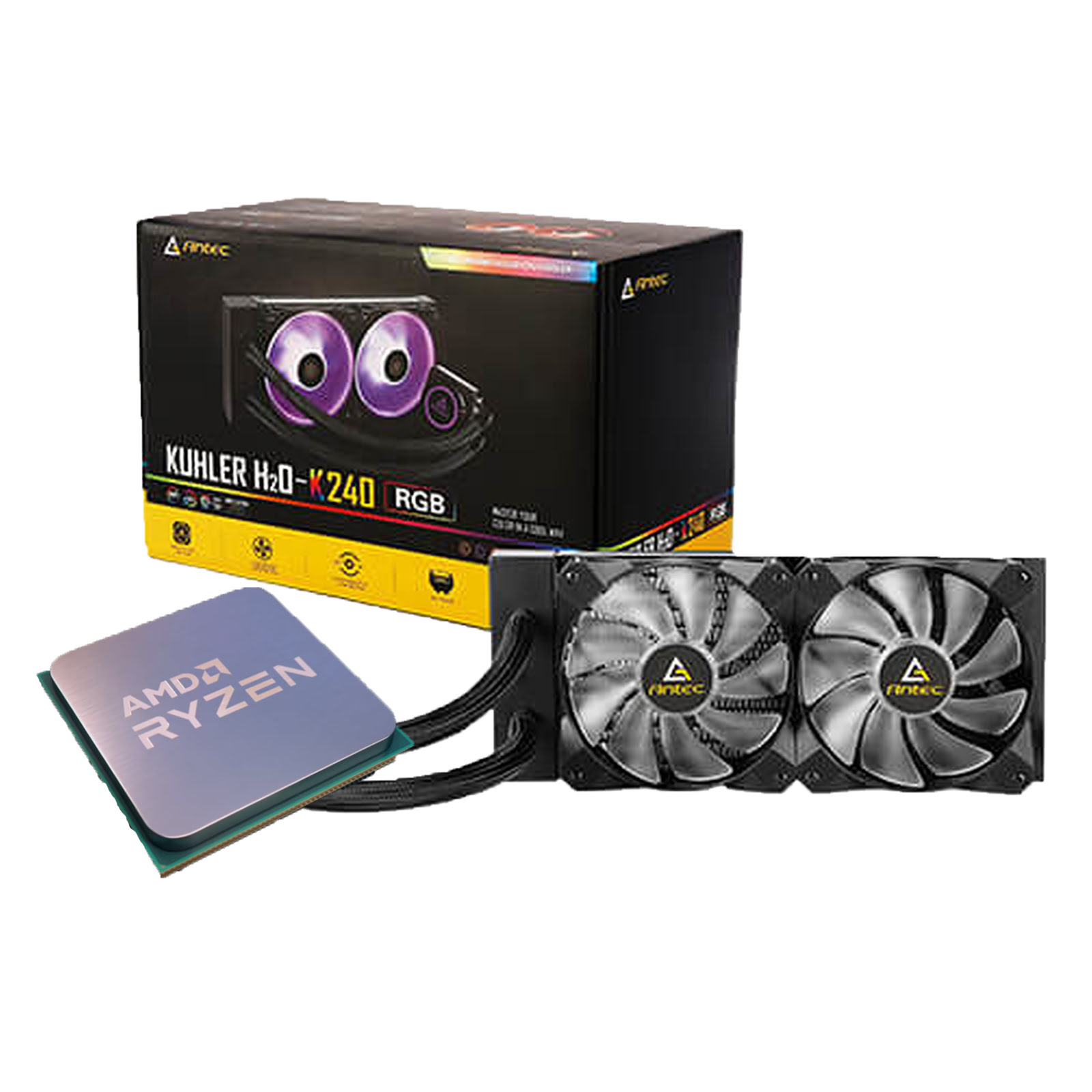 image produit  Pack AMD RYZEN 9 5950X Tray + Watercooling Antec K240 RGB Grosbill