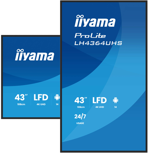 Iiyama LH4364UHS-B1AG 43" - 4K VA 6.5ms Android 14 OS iiShare Wifi (LH4364UHS-B1AG) - Achat / Vente Affichage dynamique sur grosbill.com - 2