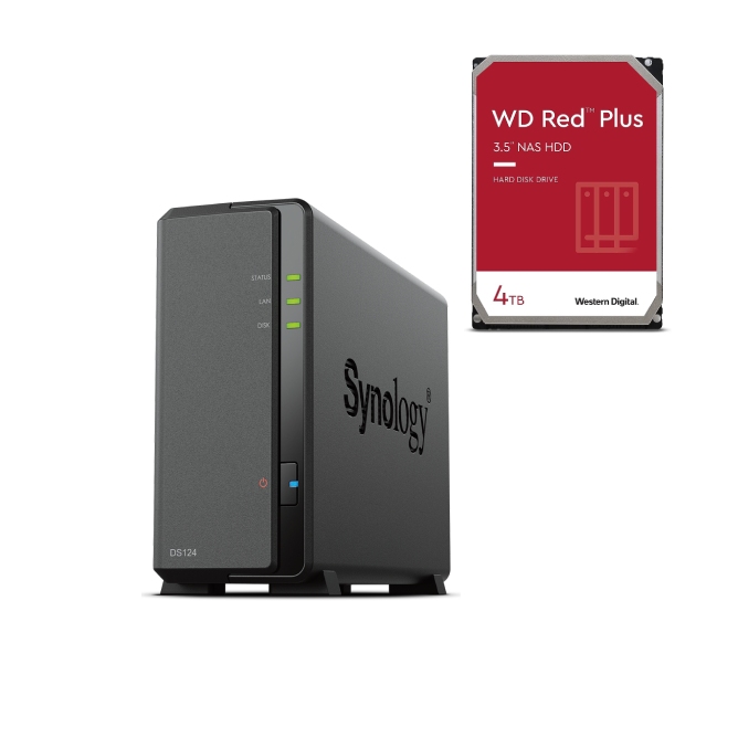 Synology DS124 - 1 Baie avec 1 disque de 4To - Serveur NAS