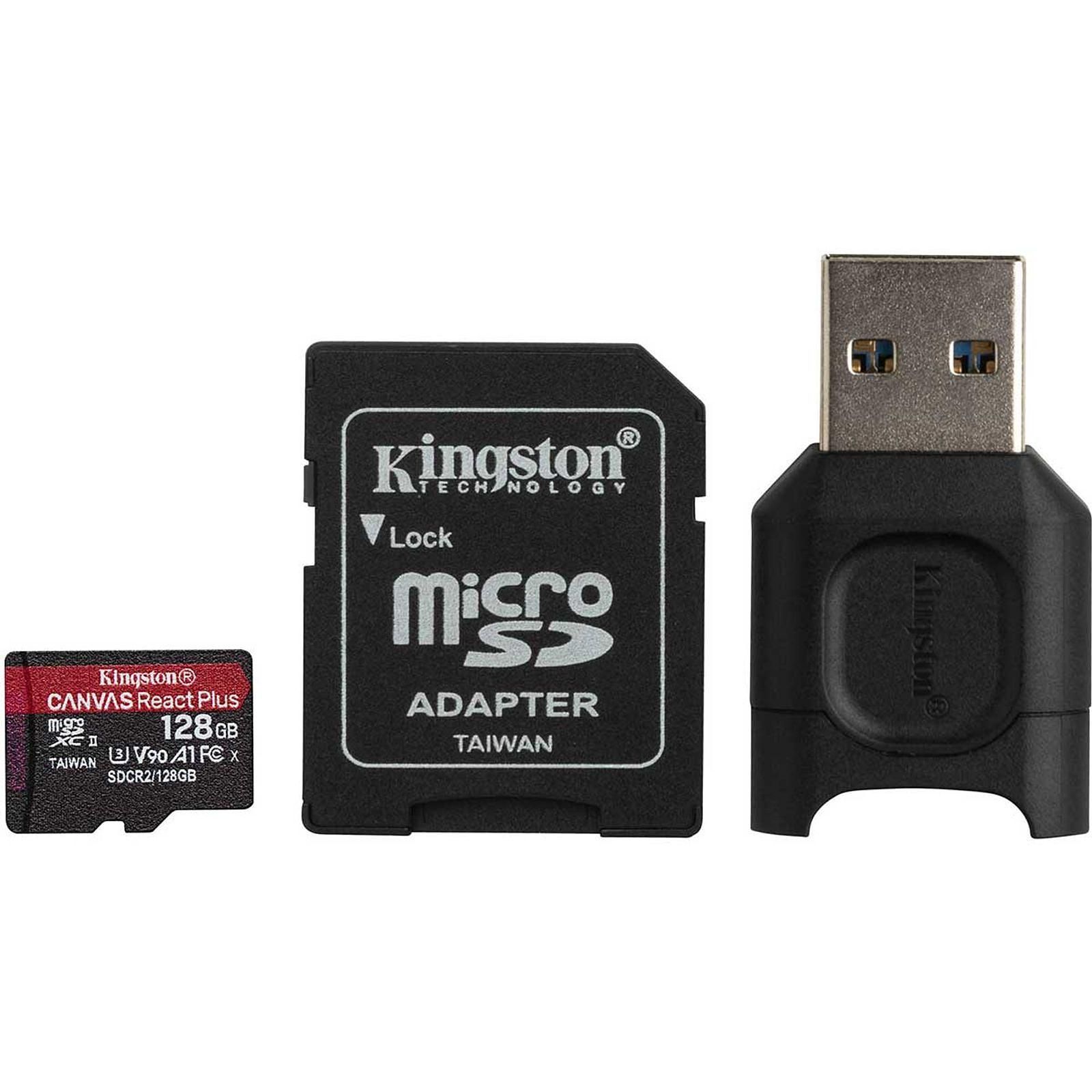 Kingston Micro SDHC 128Go C10 UHS-II V90+Adapt MLPMR2/128GB - Carte mémoire - 0