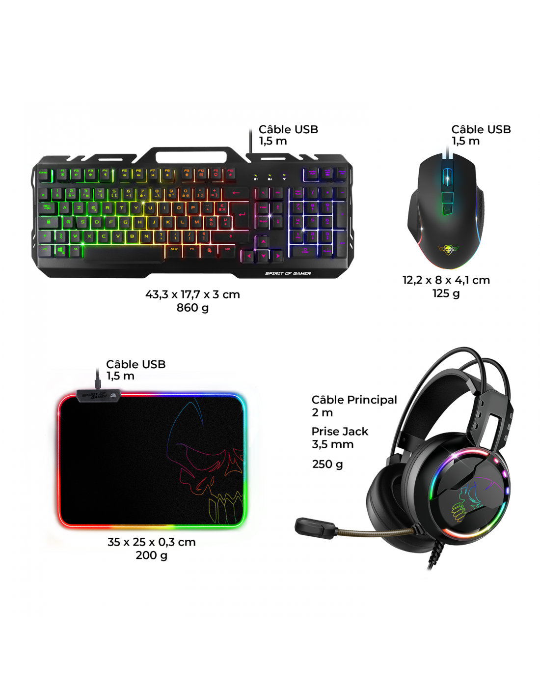 Spirit Of Gamer 4 en 1 Ultimate 300 - Clavier/Souris/Tapis/Casque (CLS-MKH300) - Achat / Vente Pack Peripheriques sur grosbill.com - 7