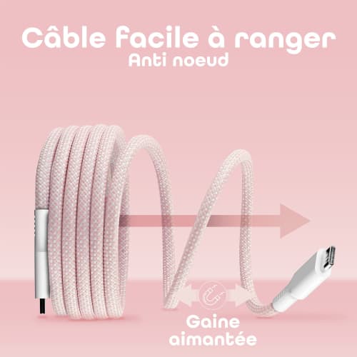 Câble USB-C vers USB-C - 1,5m - Rose - Connectique PC - 2