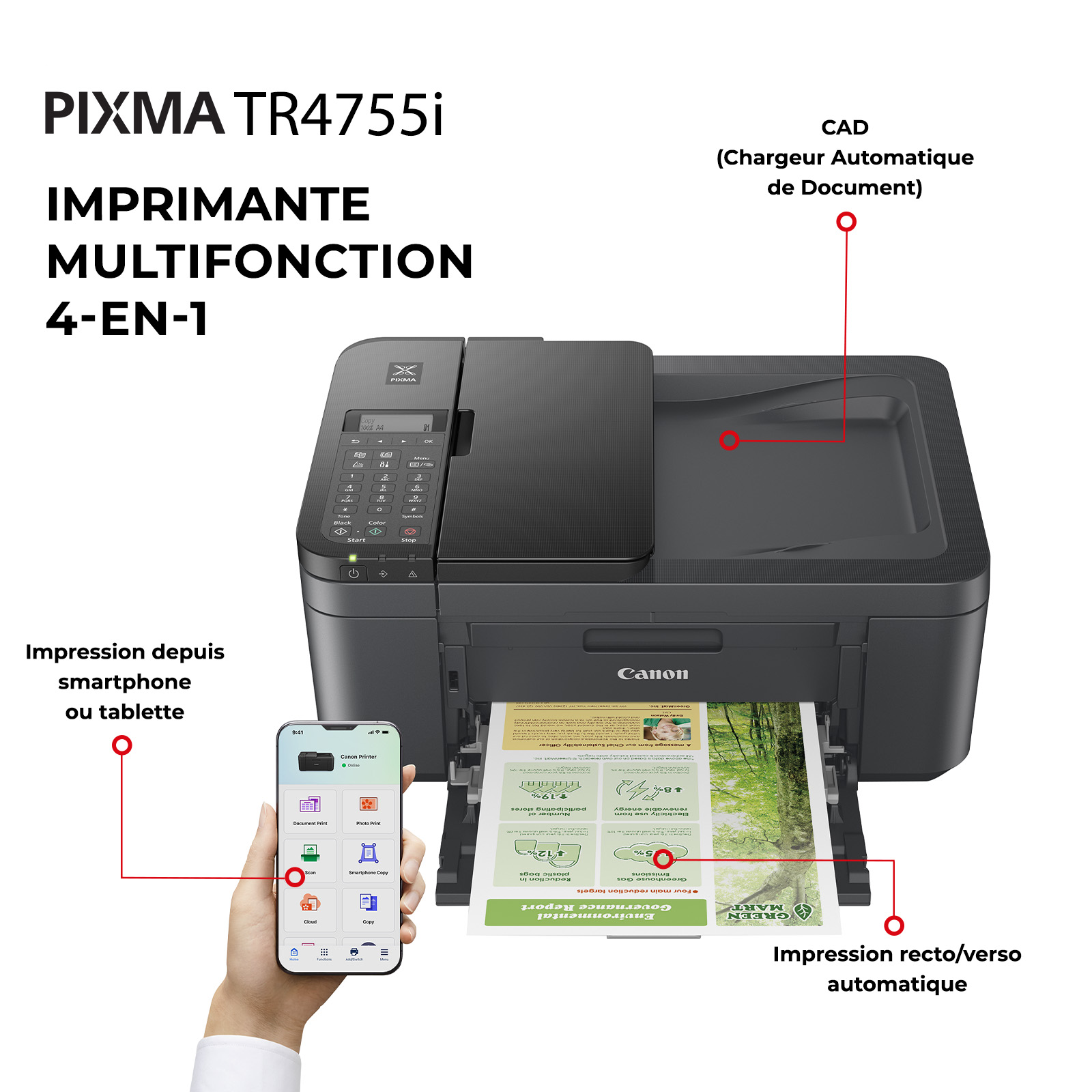 Imprimante multifonction Canon PIXMA TR4755i Black - grosbill.com - 4