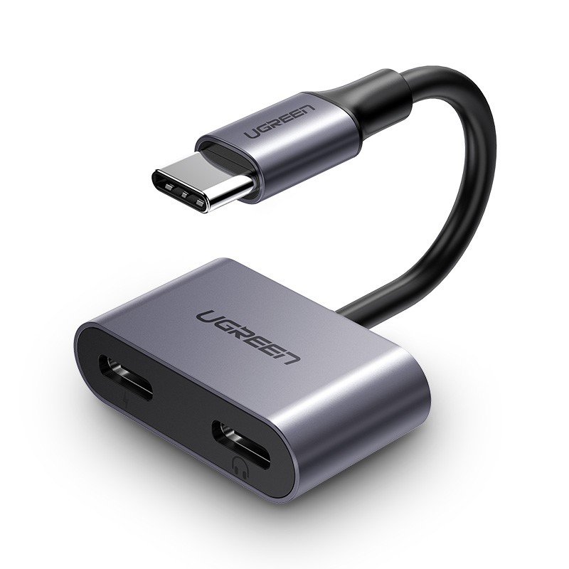 Adaptateur 2en1 USB-C vers USB-C/60W/10cm/Gris - Connectique PC - 0