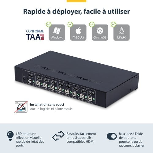 KVM HDMI 8 ports - Commutateur StarTech - grosbill.com - 7
