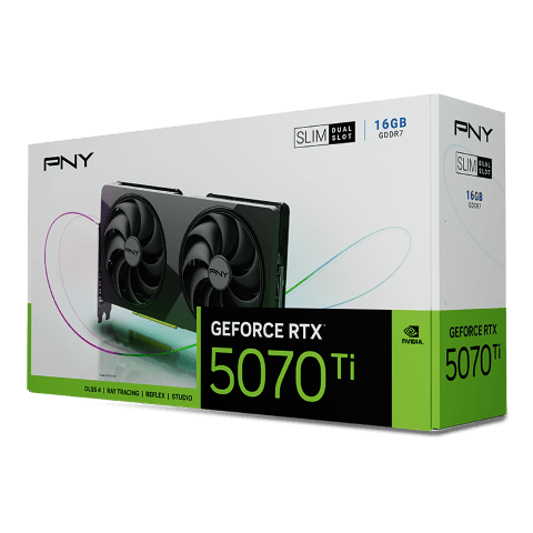 PNY GeForce RTX 5070 Ti 16Go Slim Dual Fan Overclocked - Carte graphique - 7