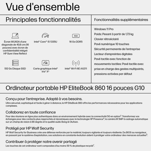 HP EB860G10 I5-1335U 16 - Achat / Vente sur grosbill.com - 18