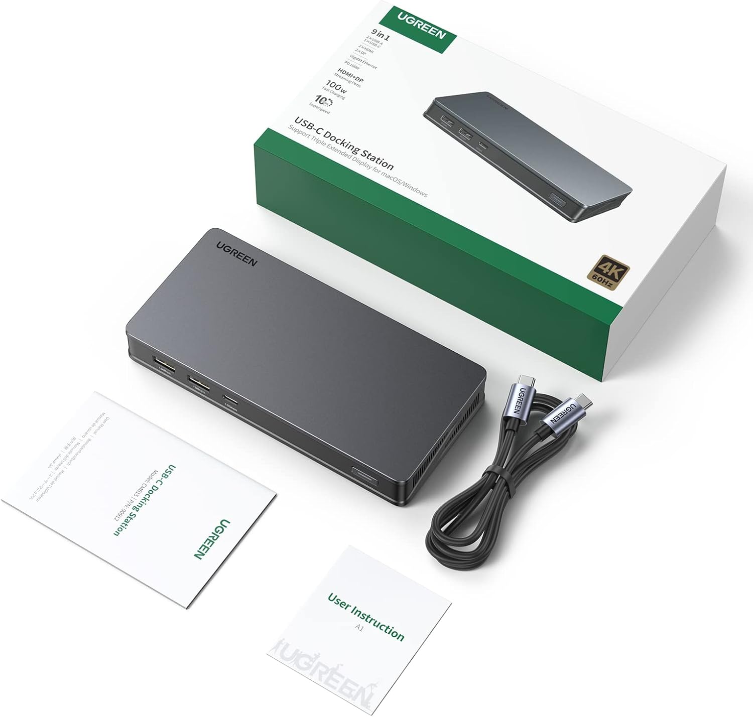 CM615 USB-C - 2xHDMI 4K+2xDP+RJ45+USB3.2+PD 100W - UGREEN - 7