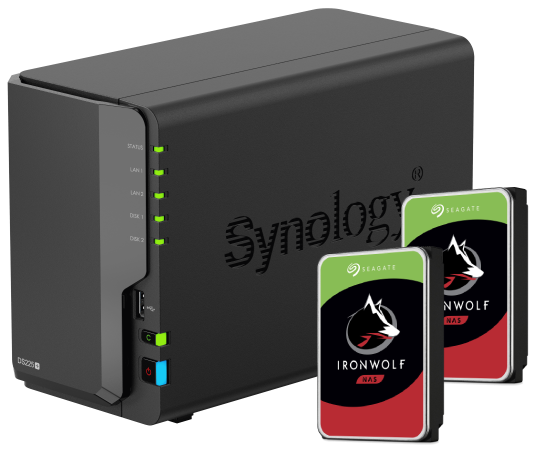 Serveur NAS Synology DS225+ - 2 Baies avec 2 disques de 8To IronWolf Grosbill