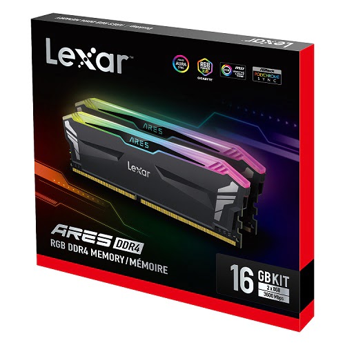 image produit Lexar Ares RGB 16Go (2x8Go) DDR4 3600MHz Grosbill