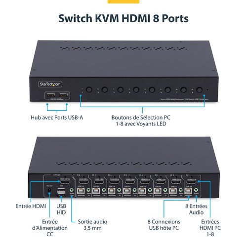 KVM HDMI 8 ports - Commutateur StarTech - grosbill.com - 8