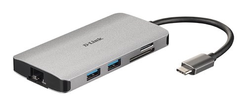 D-Link 8 Ports - USB-C vers HDMI/Eth/USB/USB-C/microSD/SD