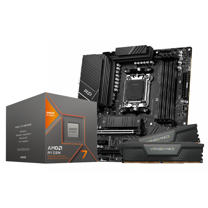 PRO B650M-A WIFI + R7 8700G + Vengeance Black 2x16 - grosbill.com - 0