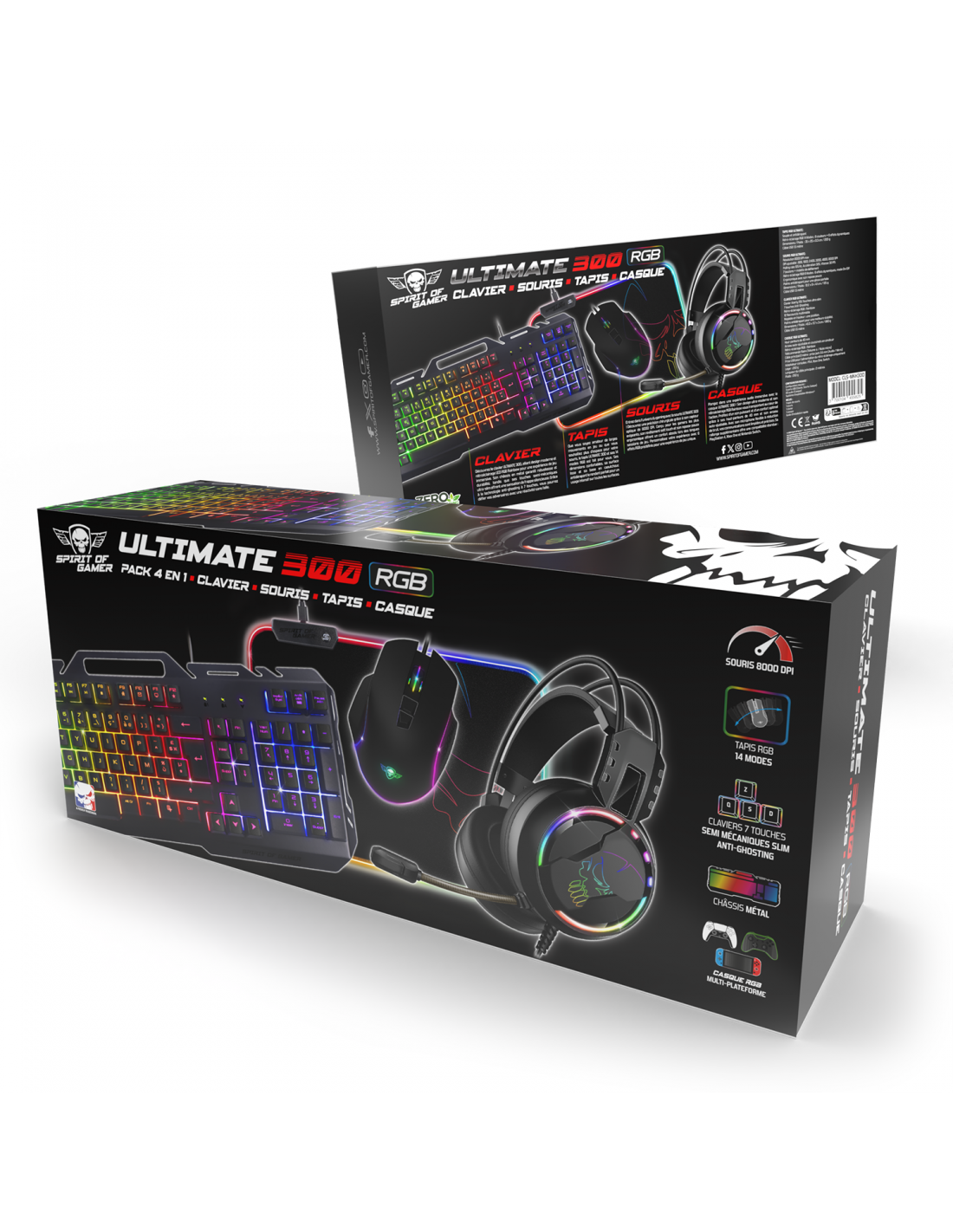 Spirit Of Gamer 4 en 1 Ultimate 300 - Clavier/Souris/Tapis/Casque (CLS-MKH300) - Achat / Vente Pack Peripheriques sur grosbill.com - 8