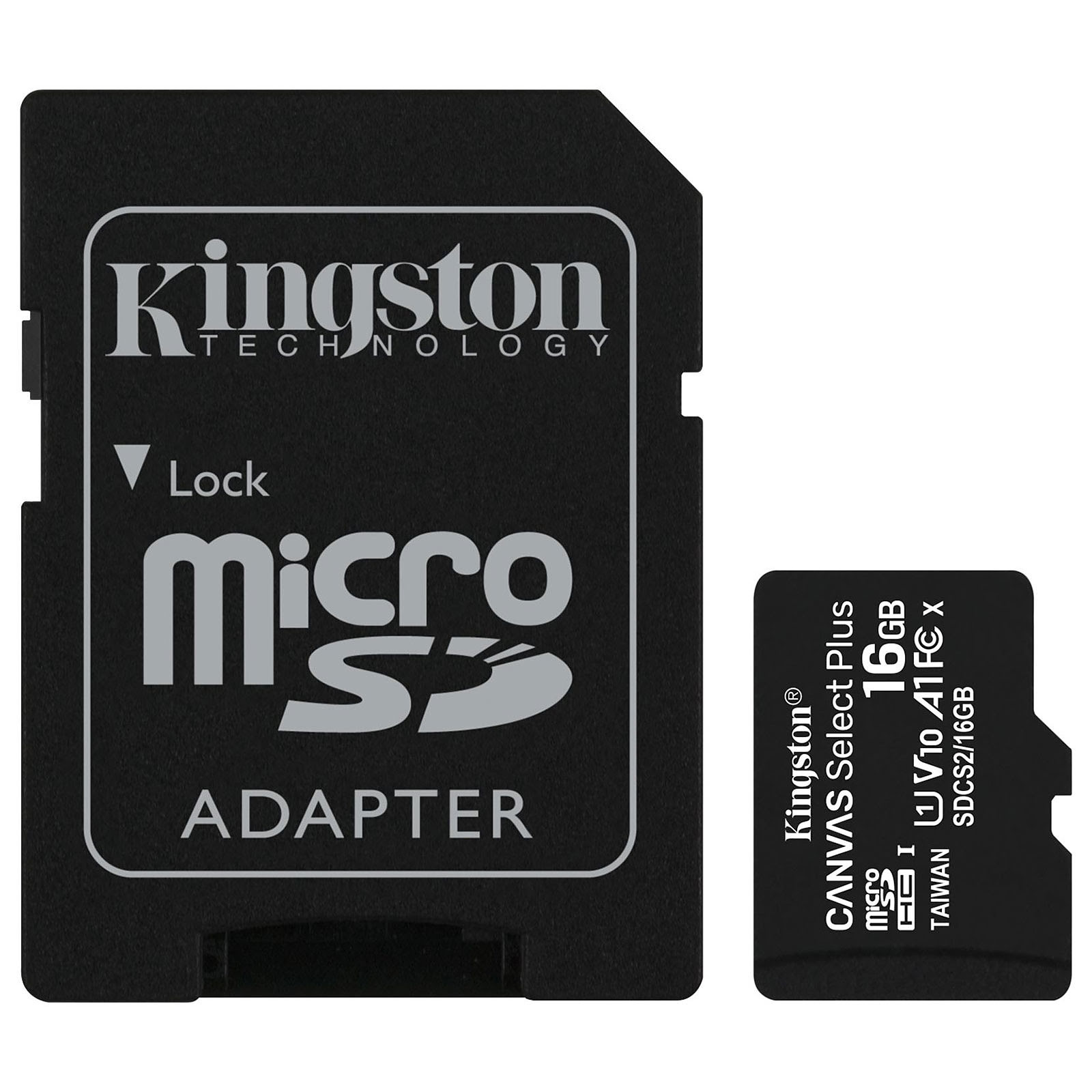 Kingston Micro SDHC 16Go Class 10 + Adapt - Carte mémoire - 0