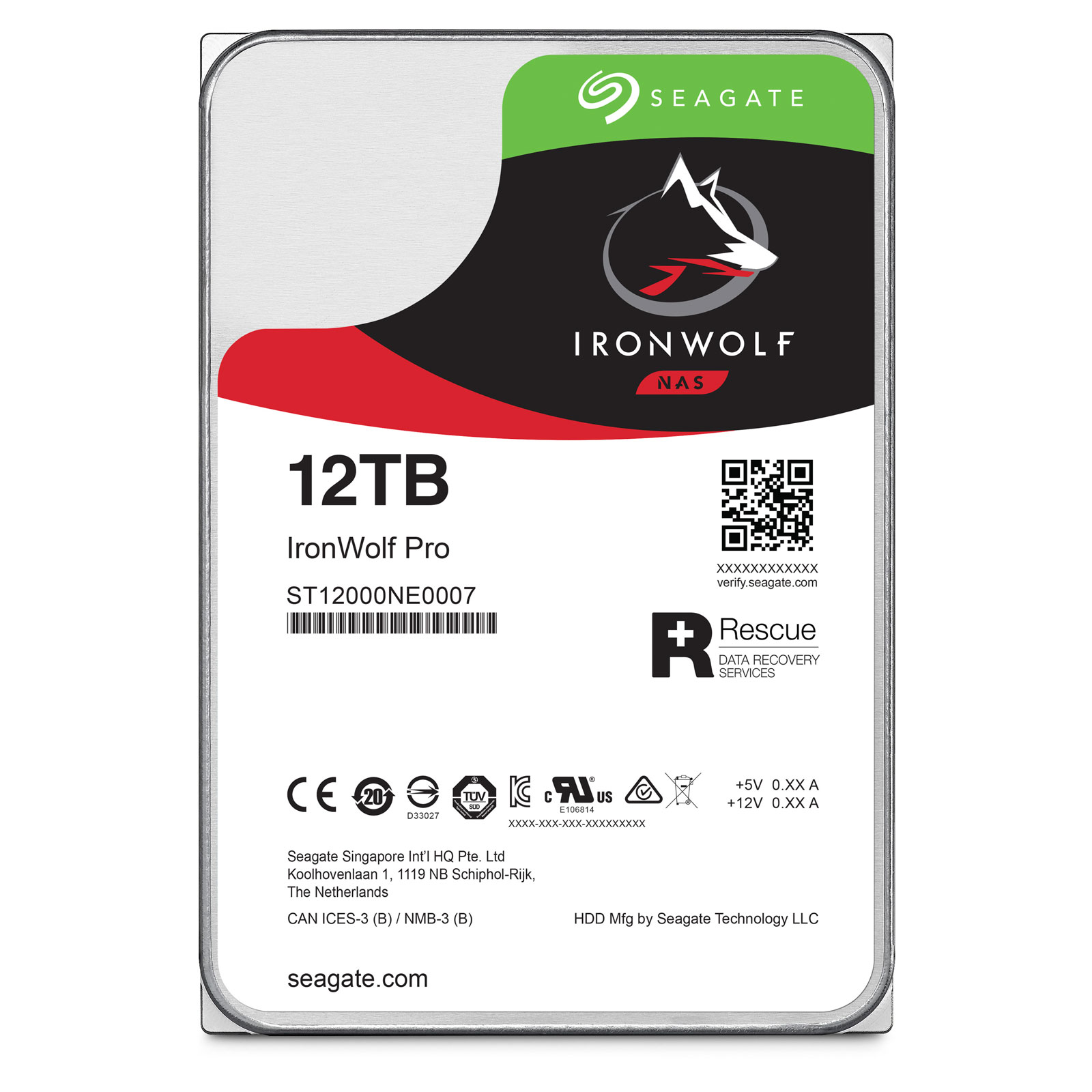 Seagate 12To SATA III 256Mo IronWolf PRO ST12000NE0007 - Disque dur 3.5" interne - 0
