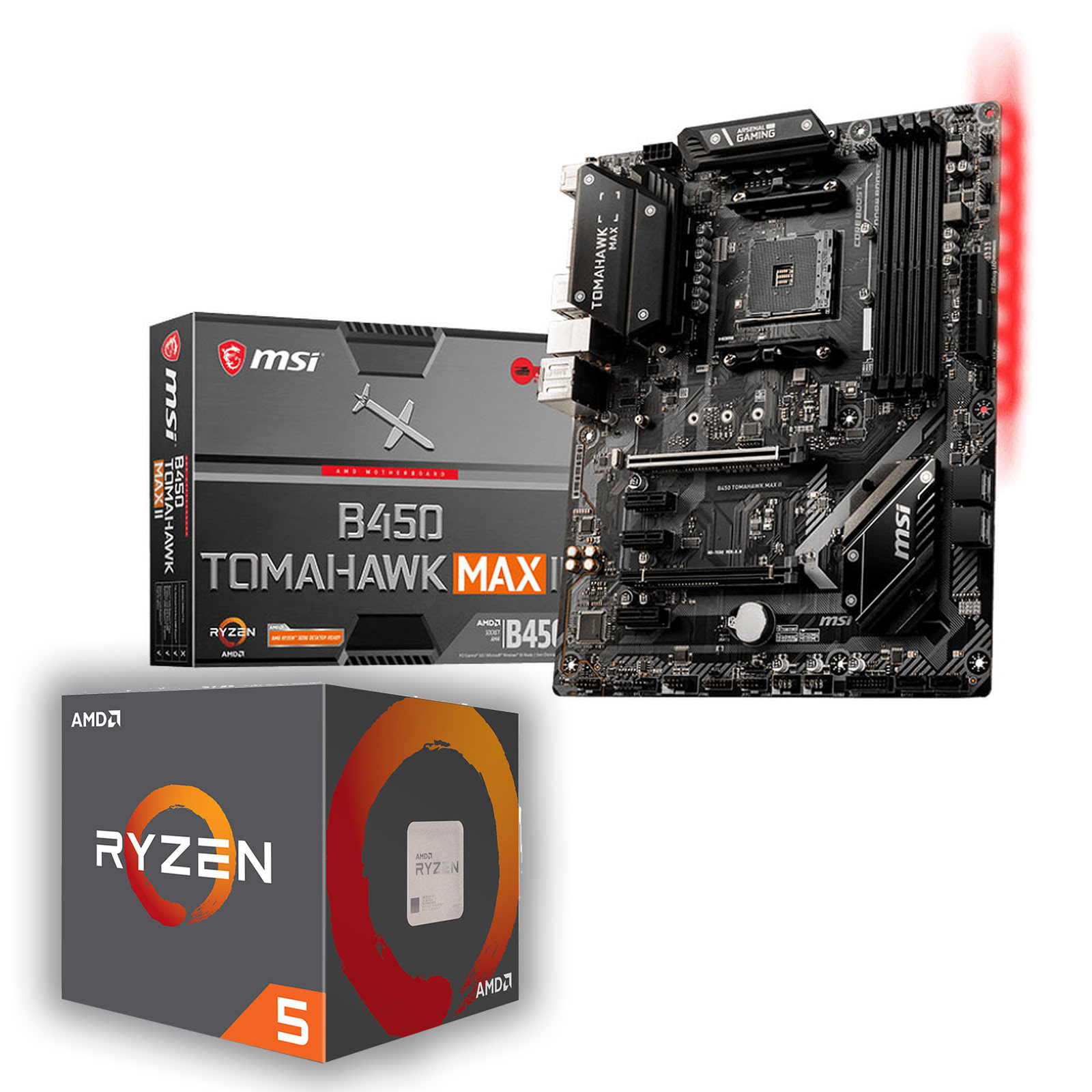 Pack CPU Ryzen 5 1600 + CM B450 TOMAHAWK MAX II - grosbill.com - 0