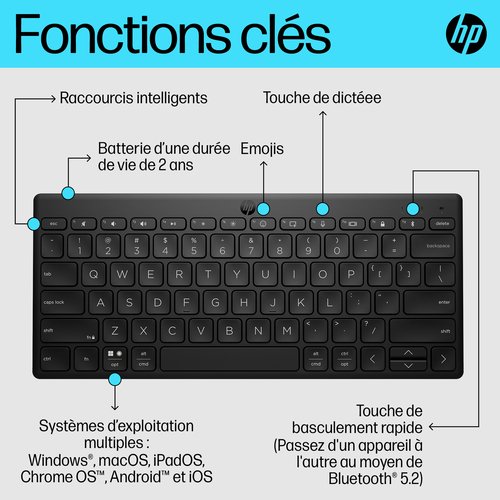 HP 350 BLK Compact Multi-Device KBD - Achat / Vente sur grosbill.com - 16